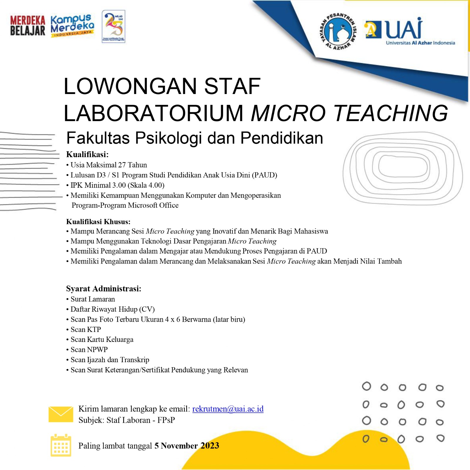 Loker Staff Laboran Micro Teaching UAI